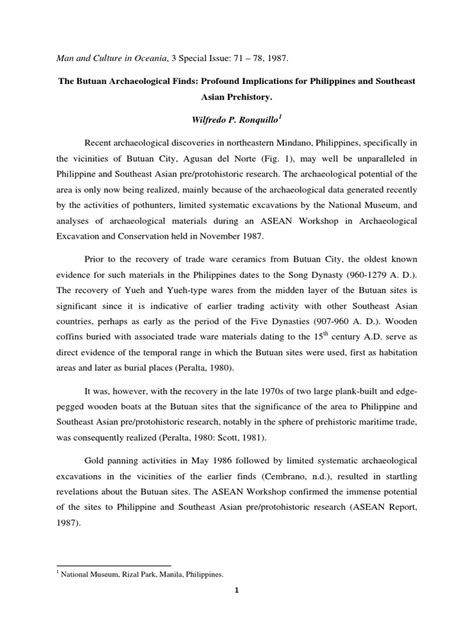 The Butuan Archaeological Finds: Profound Implications for  .
